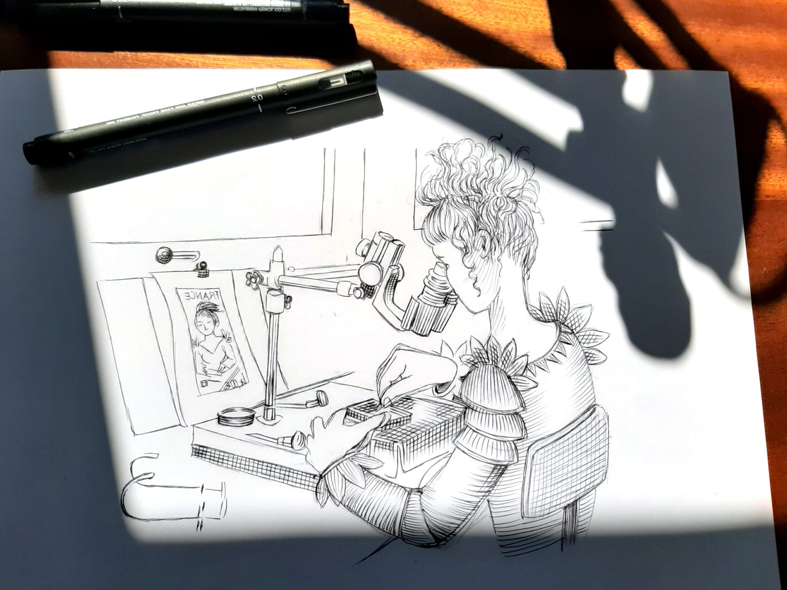 Dessin préparatoire bloc la gravure illustration