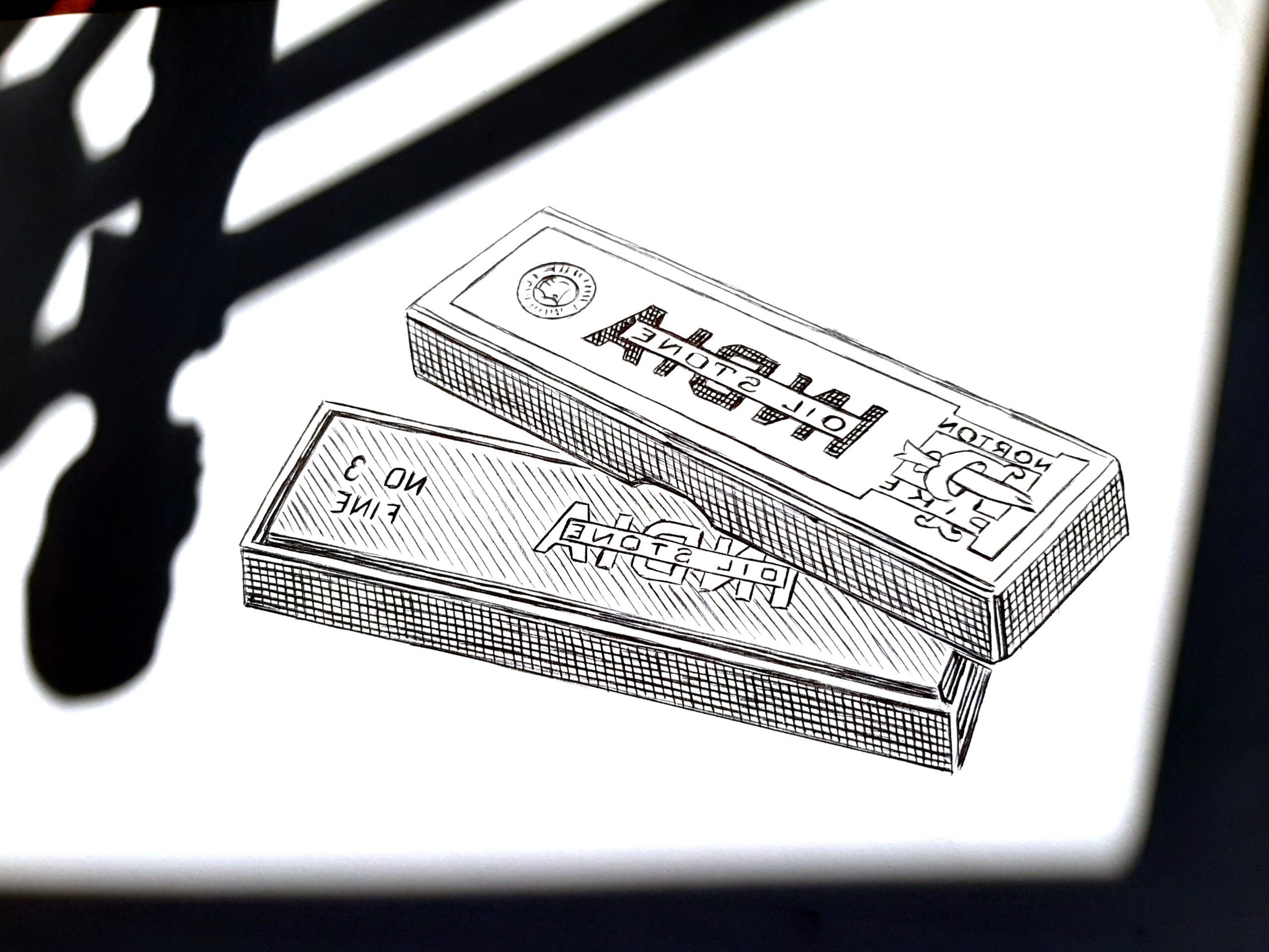 Dessin préparatoire bloc la gravure pierre affutage